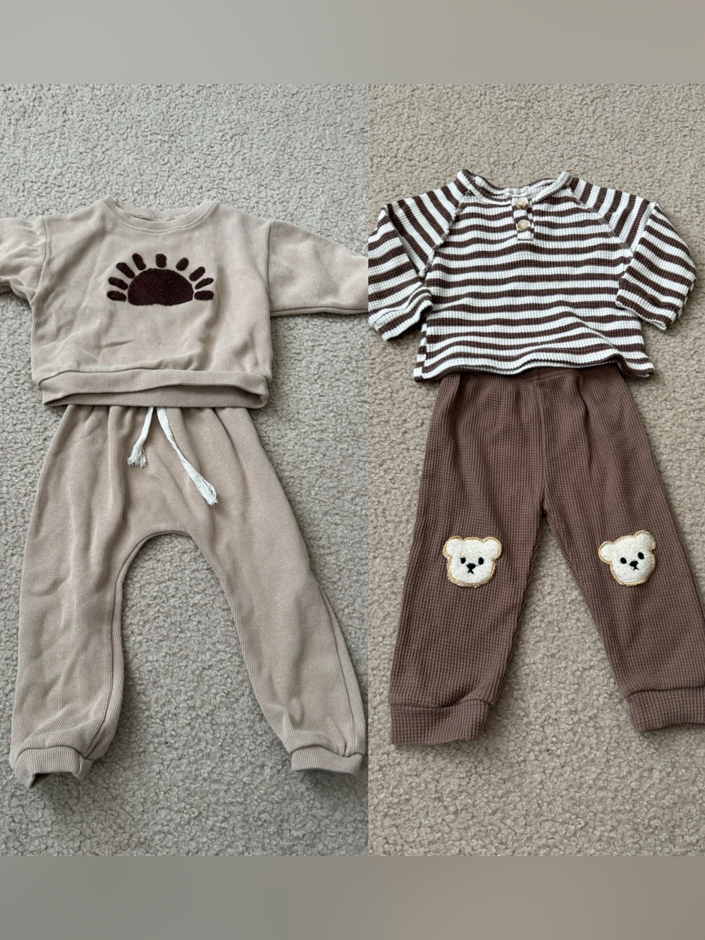 Neutral Beige & Brown toddler Two-Piece Outfits